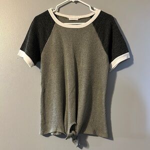 First Love Olive and Gray Short Sleeve Top